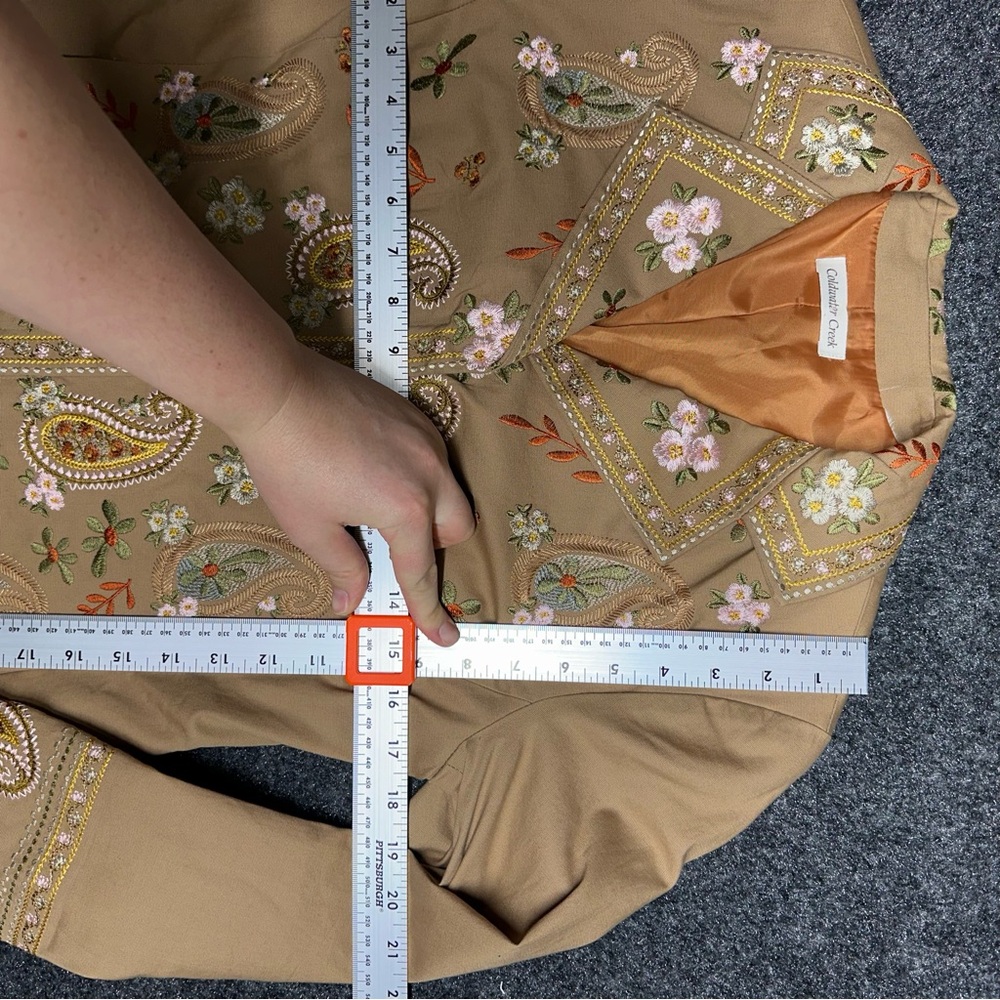 Vintage tan heavily embroidered paisley jacket wedding cowgirl western boho - Picture 6 of 9